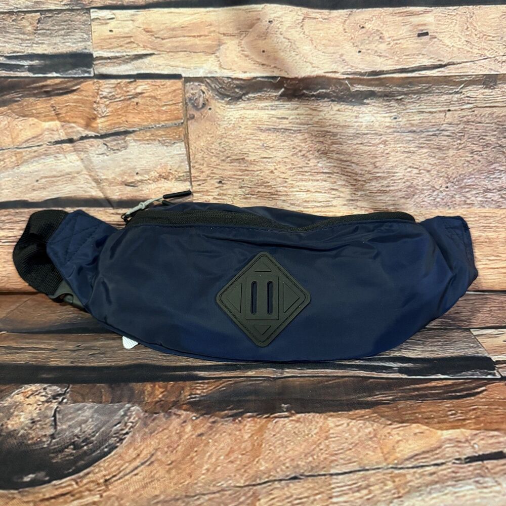 No Boundaries Men's Navy Blue Flat Fanny Pack Waist Bag Adjustable Strap New